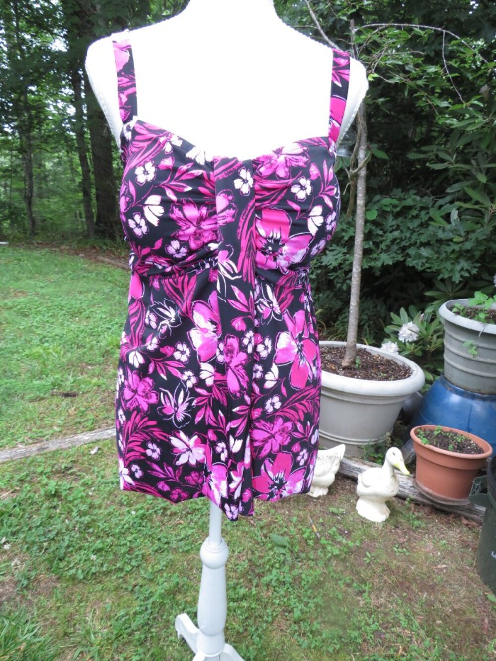 NWT Swimsuits For All Women's Size 16 Plus Size Tankini Swim Top Pink Floral